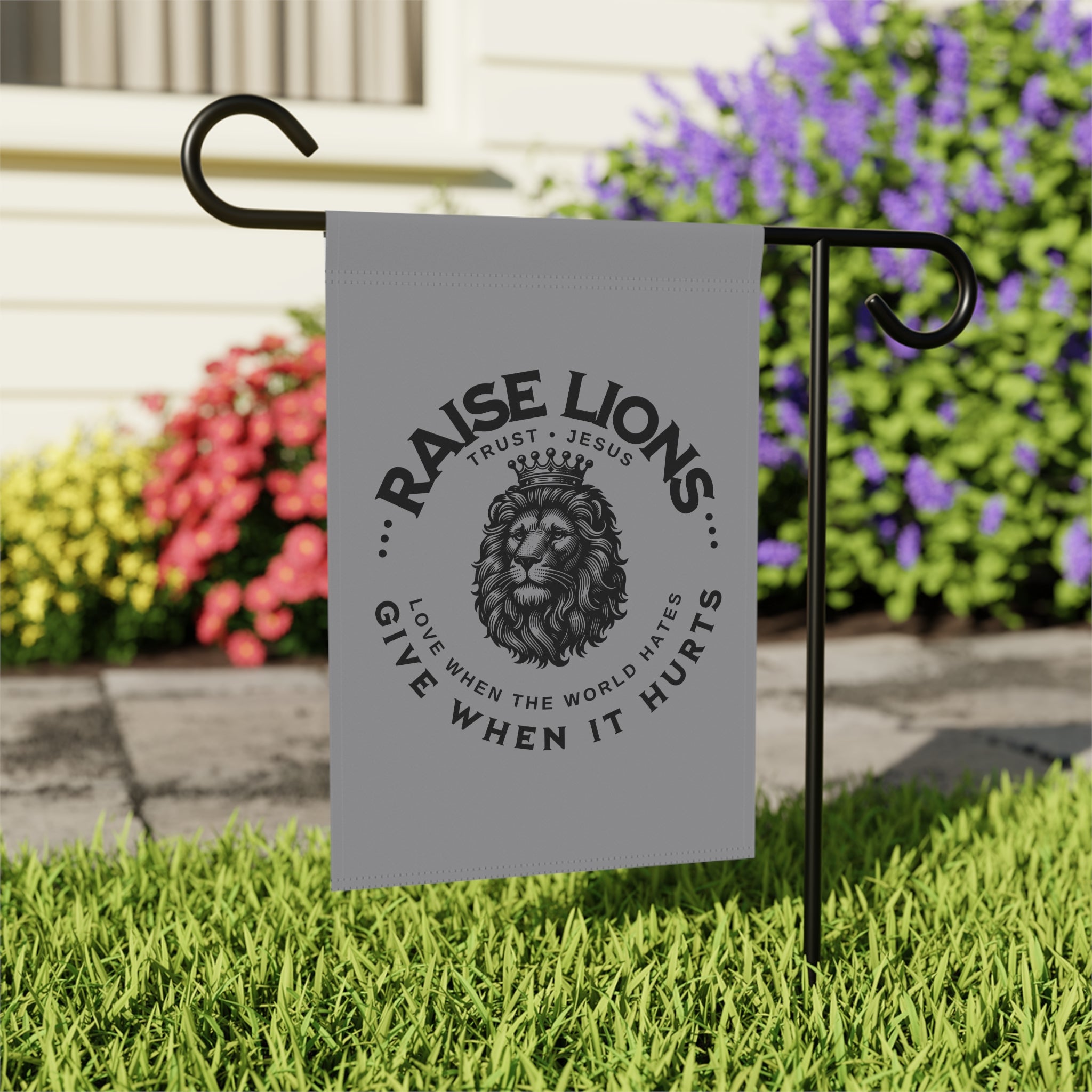 Raise Lions Garden Flag - Christian Lion Banner, 'Trust Jesus' Inspirational Yard Decor