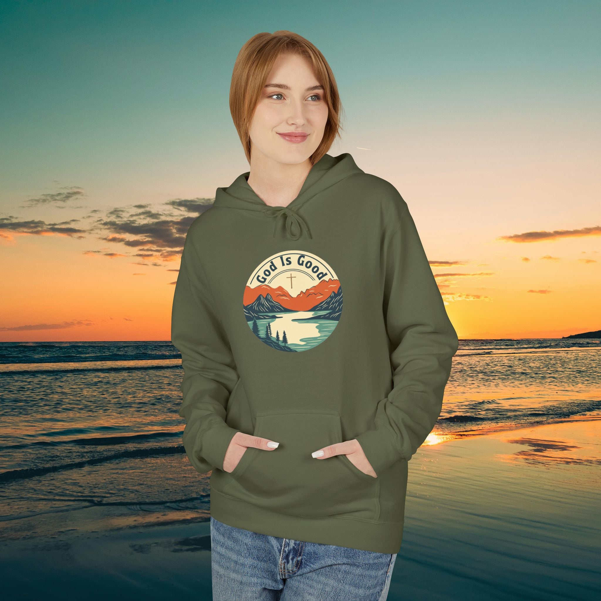 He is Good —Mountain Sunrise Hoodie