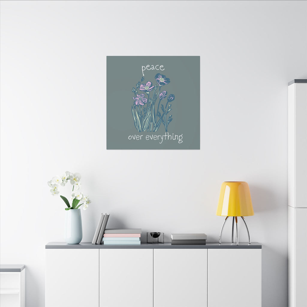 Peace Over Everything Floral Canvas Wall Art