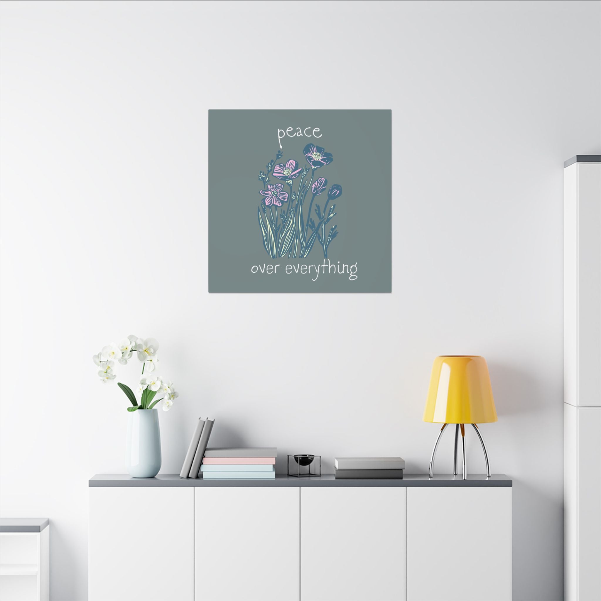 Peace Over Everything Floral Canvas Wall Art