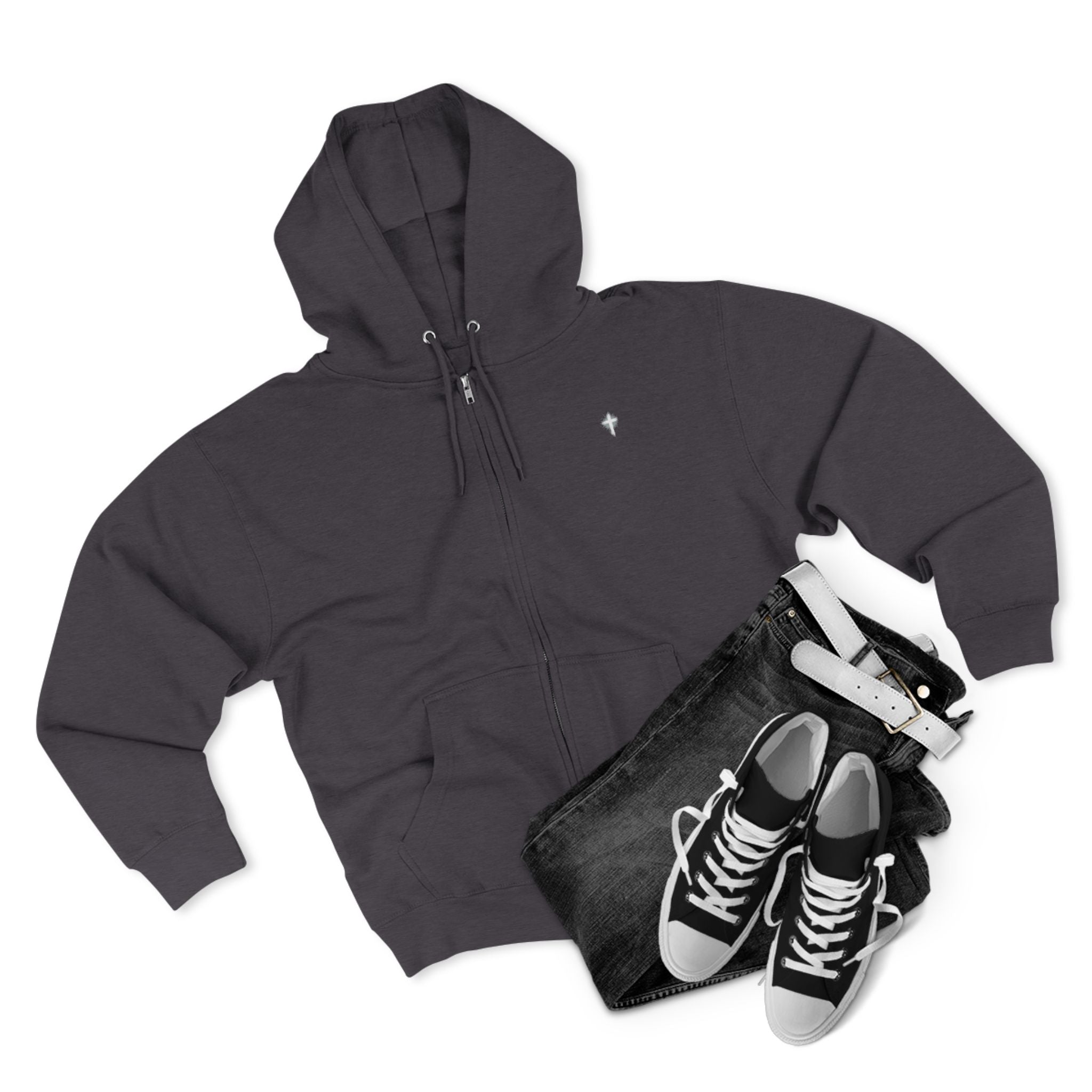 Lion Crown Zip Hoodie — "Saved Not Soft" Back Graphic Christian Streetwear
