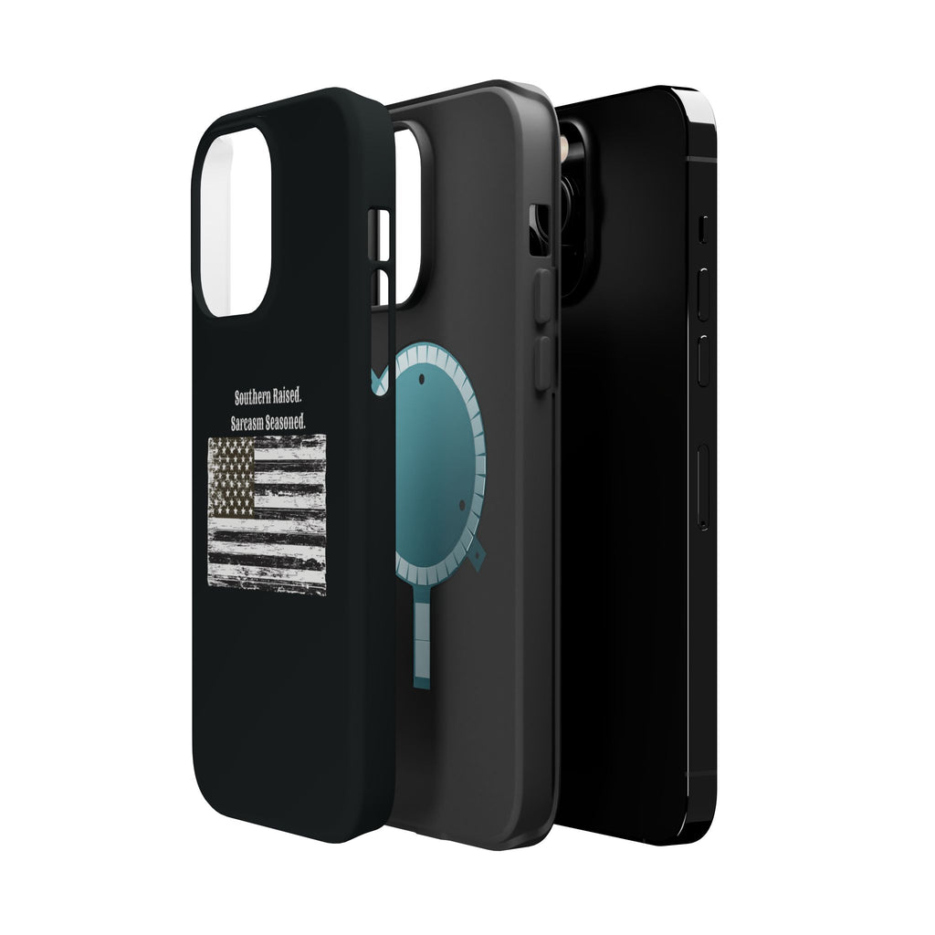 iPhone Case - "Southern Raised. Sarcasm Seasoned." Distressed Flag Magnetic Impact-Resistant Case