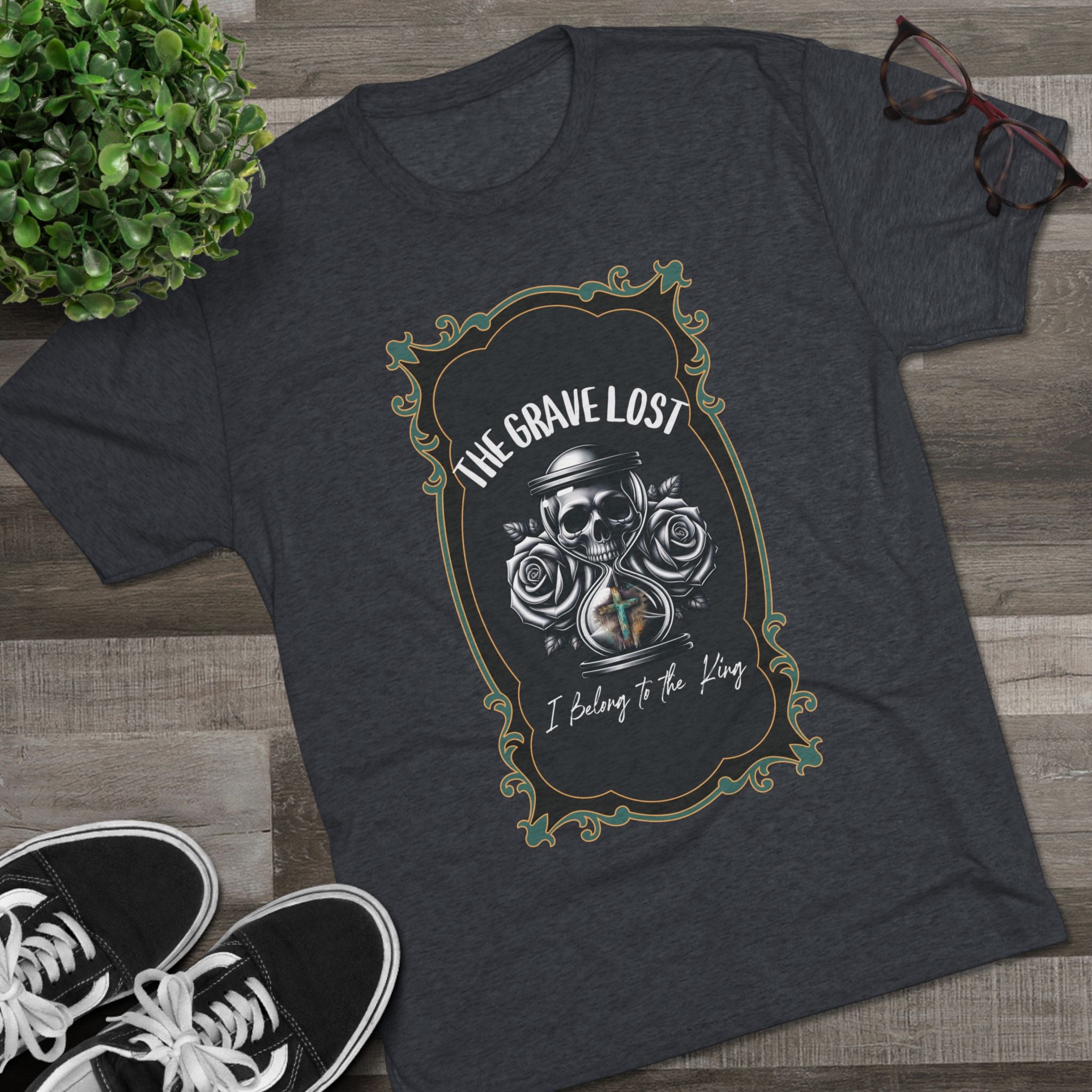 Grave Lost Skull & Roses Tee — "I Belong to the King"  Graphic Shirt