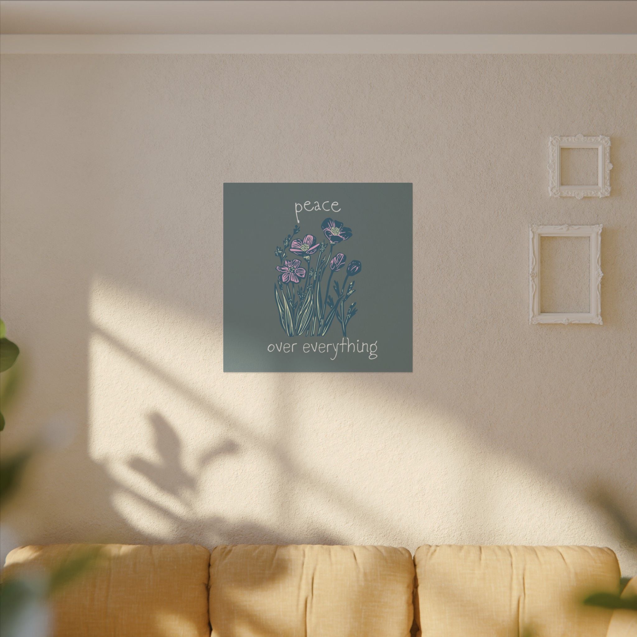 Peace Over Everything Floral Canvas Wall Art