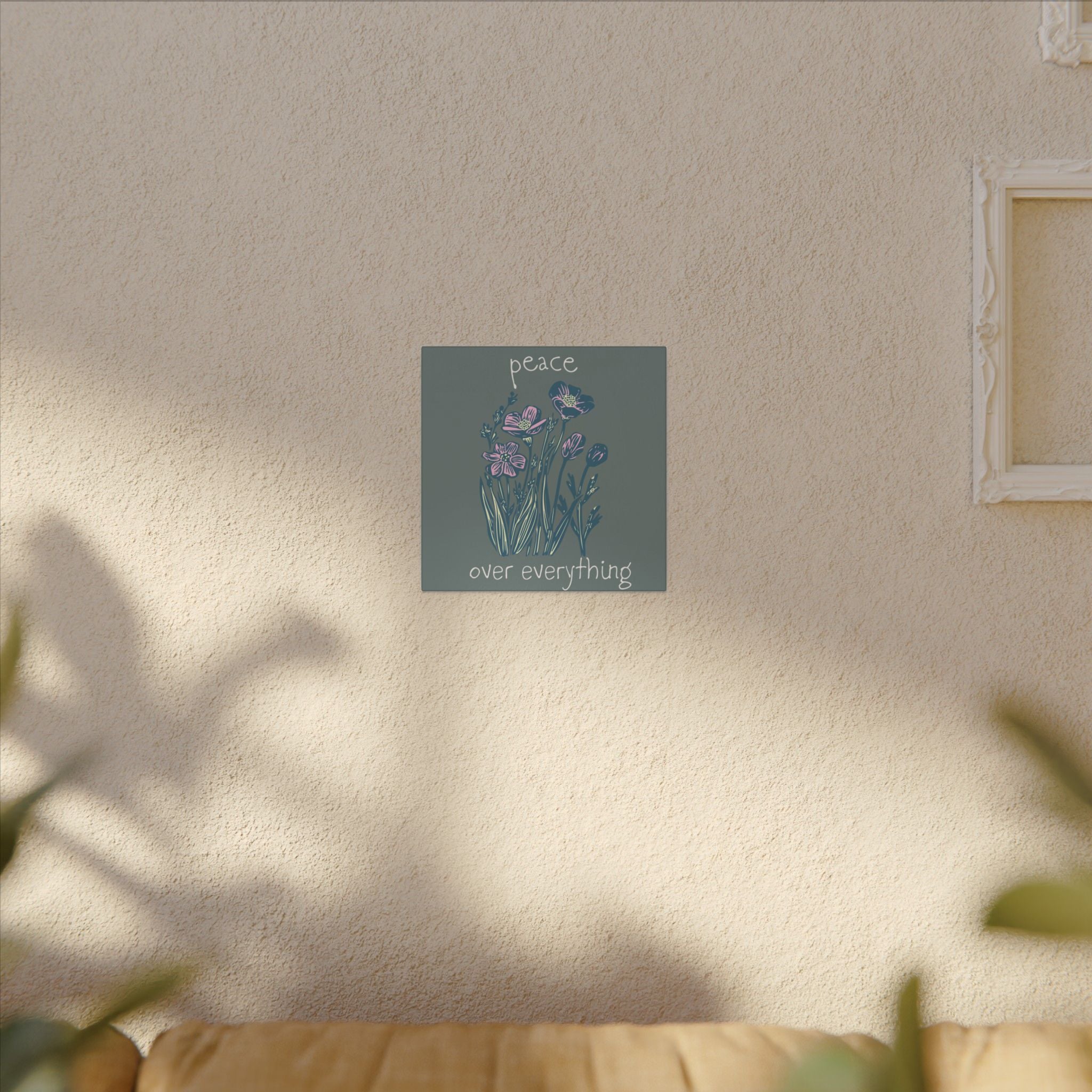 Peace Over Everything Floral Canvas Wall Art