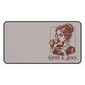 Coffee & Jesus Desk Mat — Faith-Inspired Office Mouse Pad