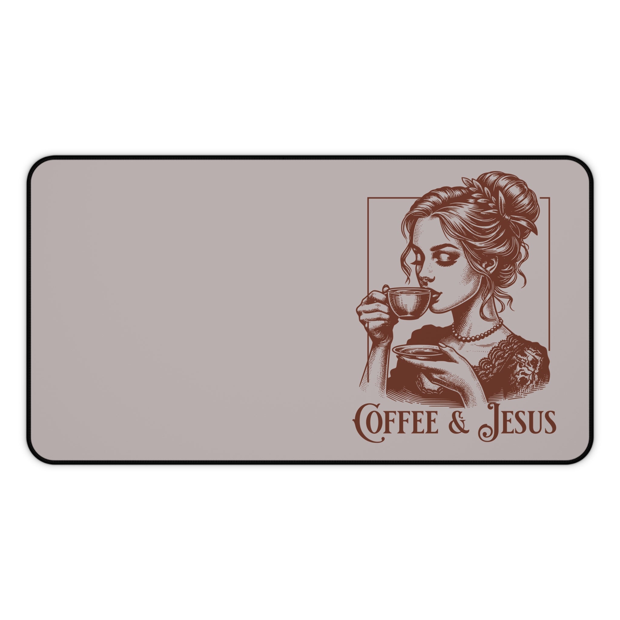 Coffee & Jesus Desk Mat — Faith-Inspired Office Mouse Pad