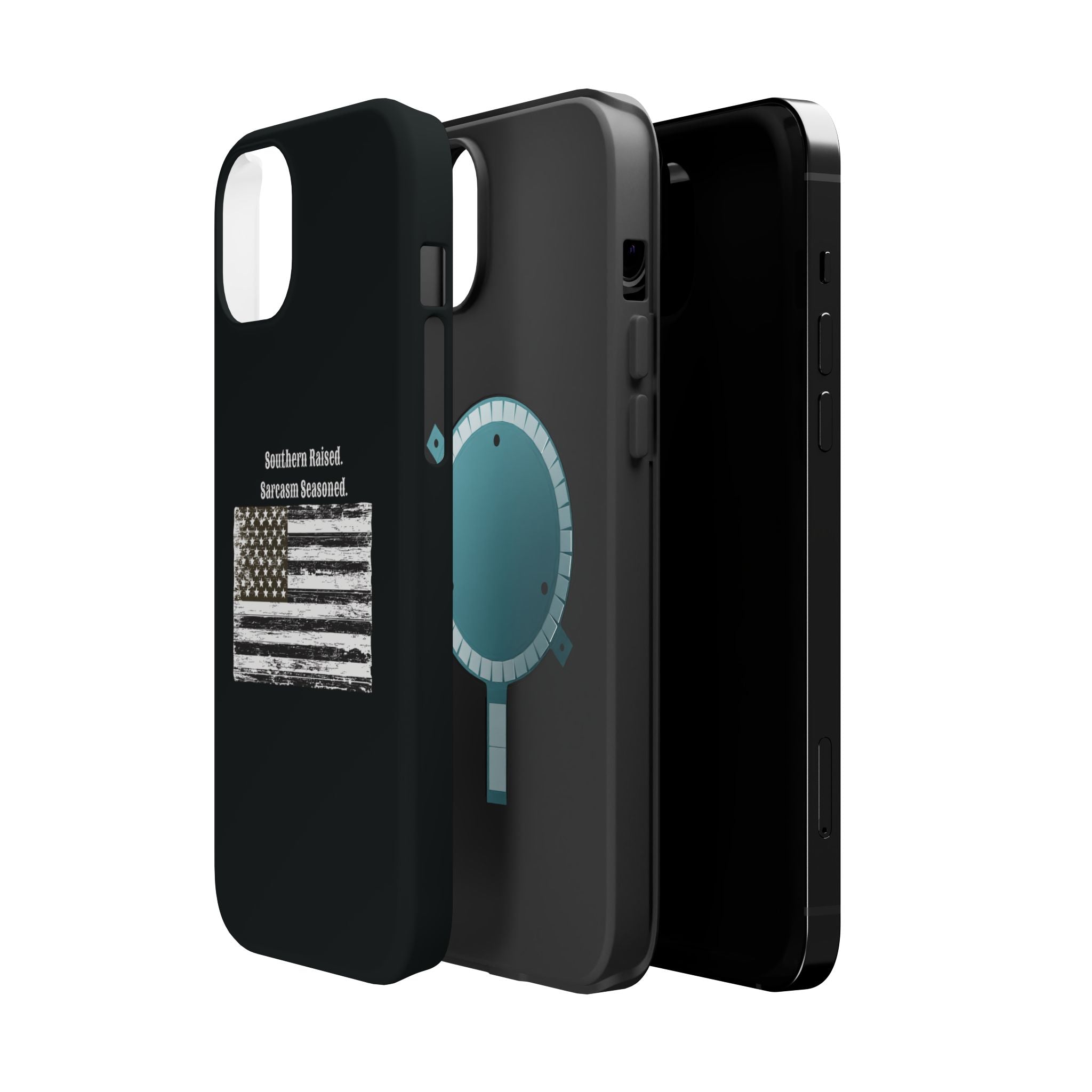 iPhone Case - "Southern Raised. Sarcasm Seasoned." Distressed Flag Magnetic Impact-Resistant Case