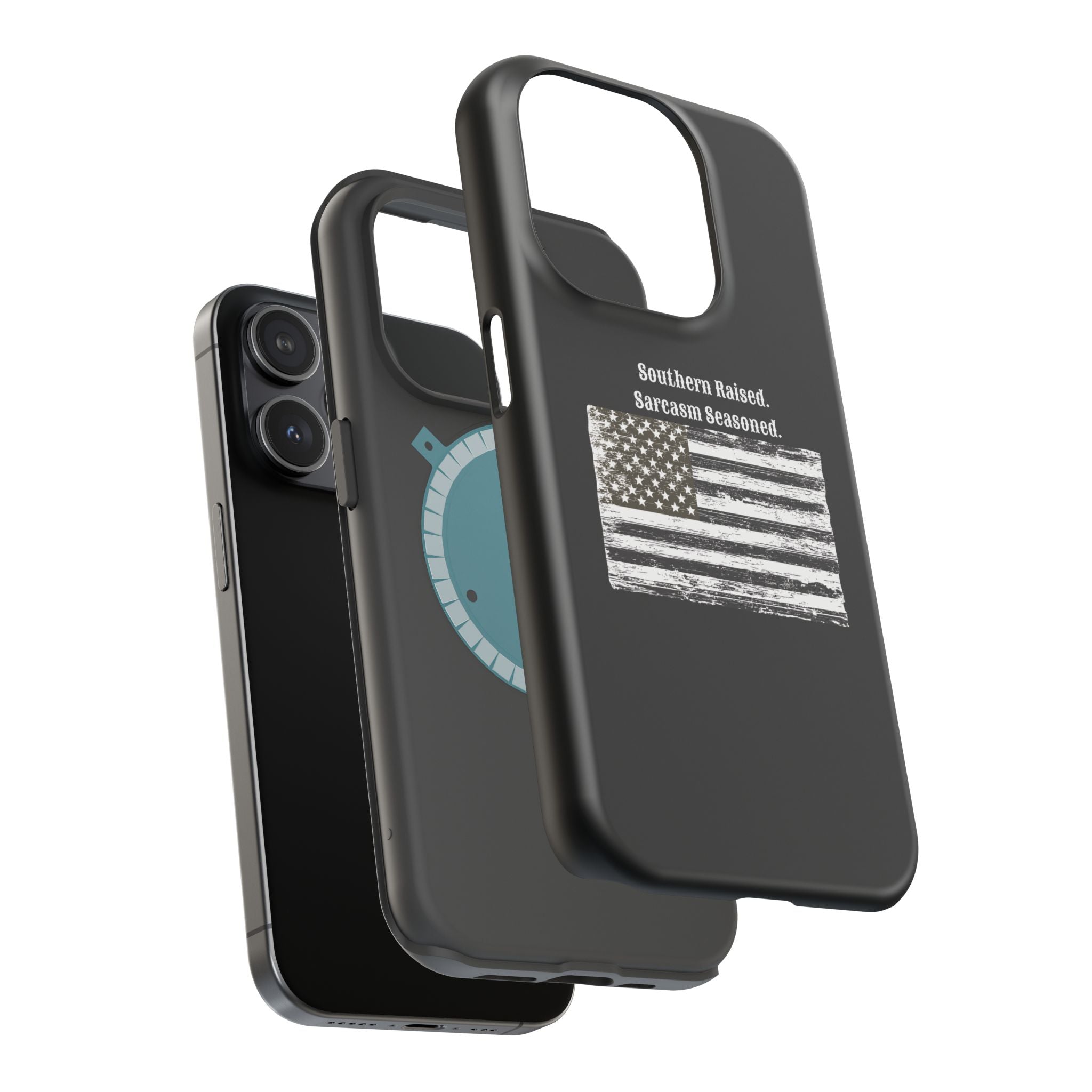 iPhone Case - "Southern Raised. Sarcasm Seasoned." Distressed Flag Magnetic Impact-Resistant Case