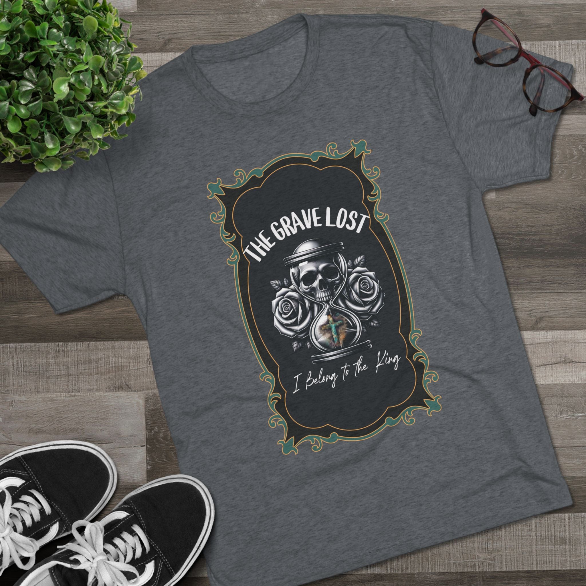 Grave Lost Skull & Roses Tee — "I Belong to the King"  Graphic Shirt