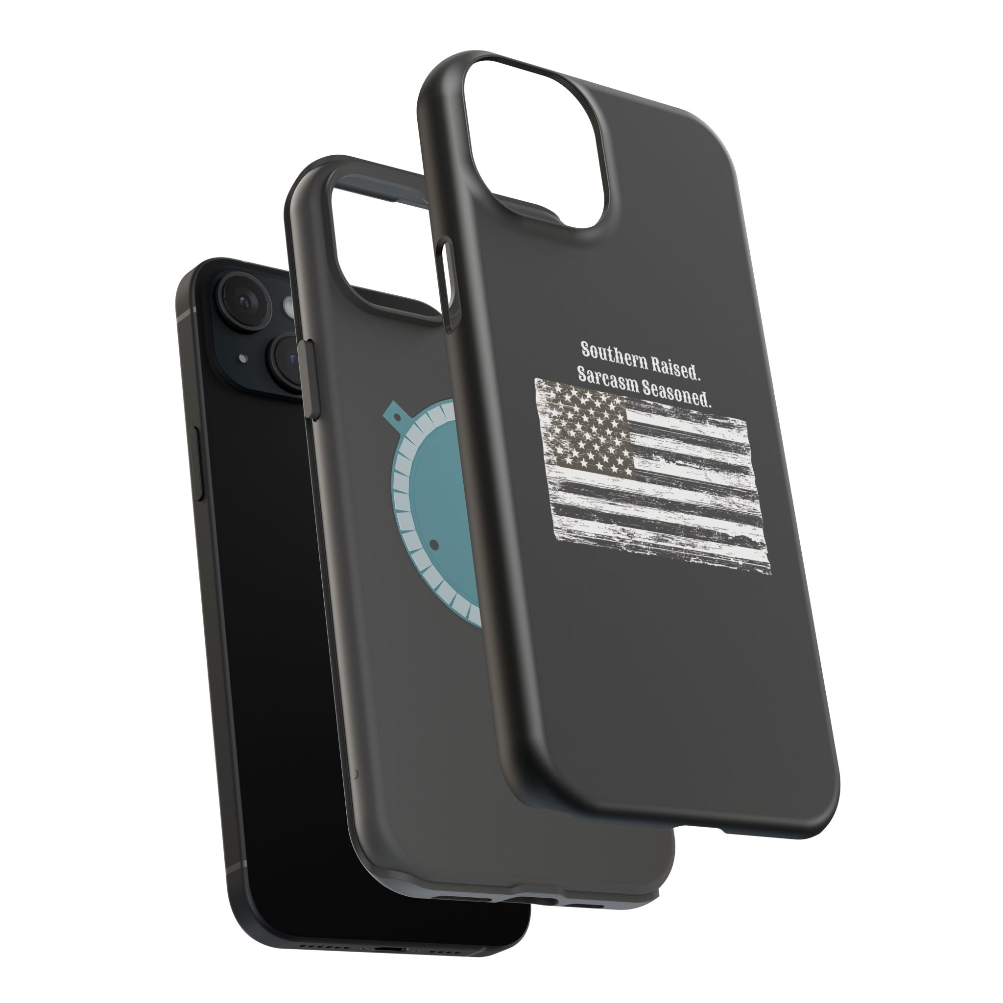 iPhone Case - "Southern Raised. Sarcasm Seasoned." Distressed Flag Magnetic Impact-Resistant Case
