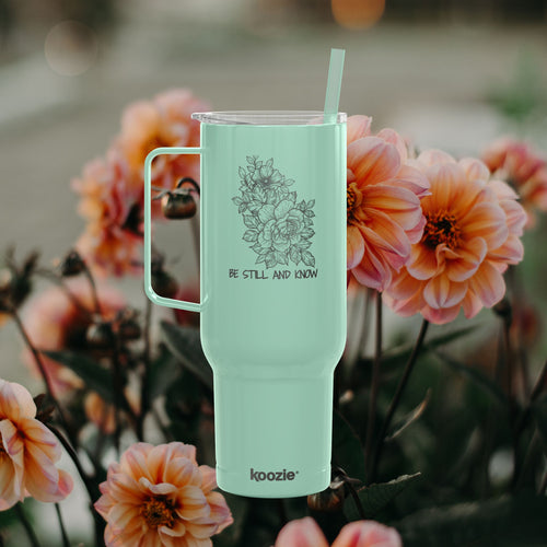 40oz Insulated Tumbler — Floral ‘Be Still and Know’