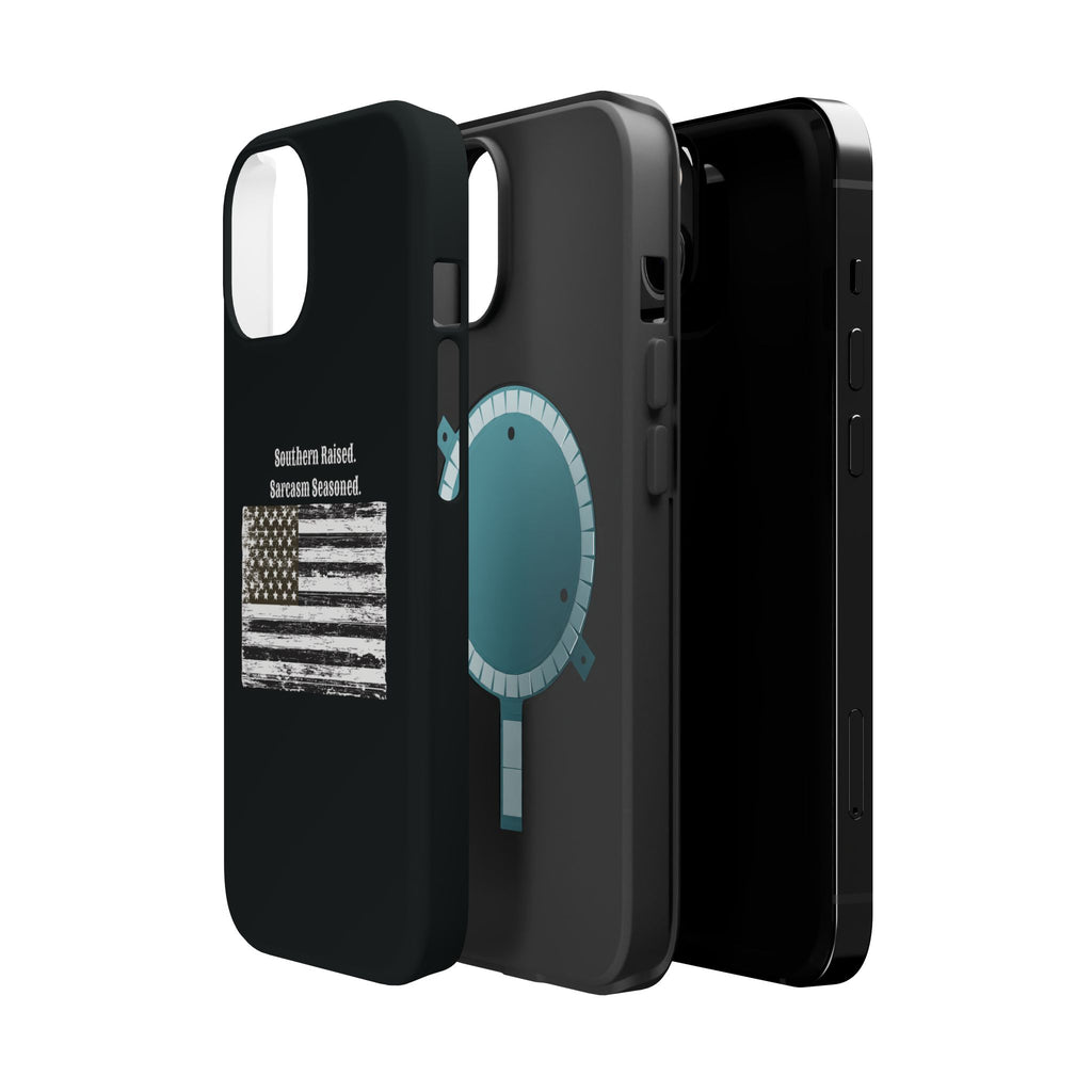 iPhone Case - "Southern Raised. Sarcasm Seasoned." Distressed Flag Magnetic Impact-Resistant Case