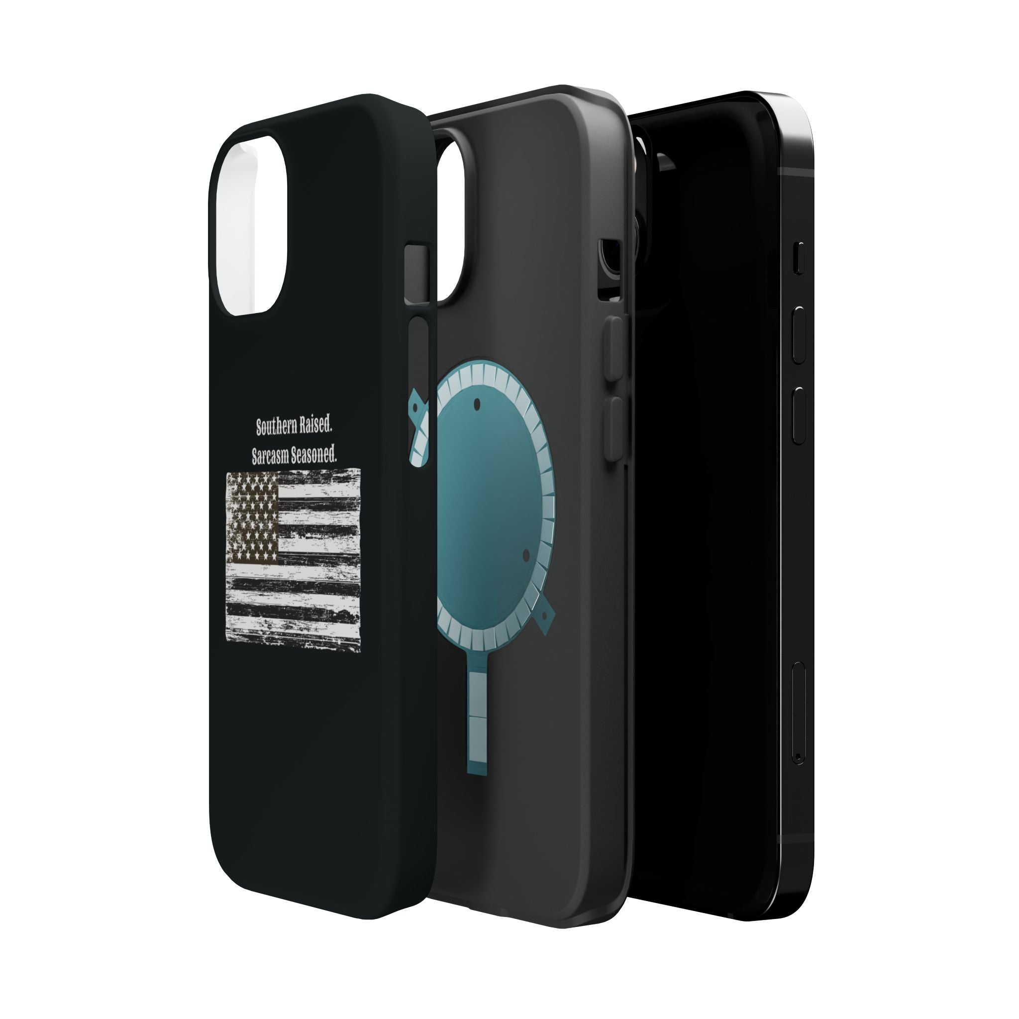 iPhone Case - "Southern Raised. Sarcasm Seasoned." Distressed Flag Magnetic Impact-Resistant Case