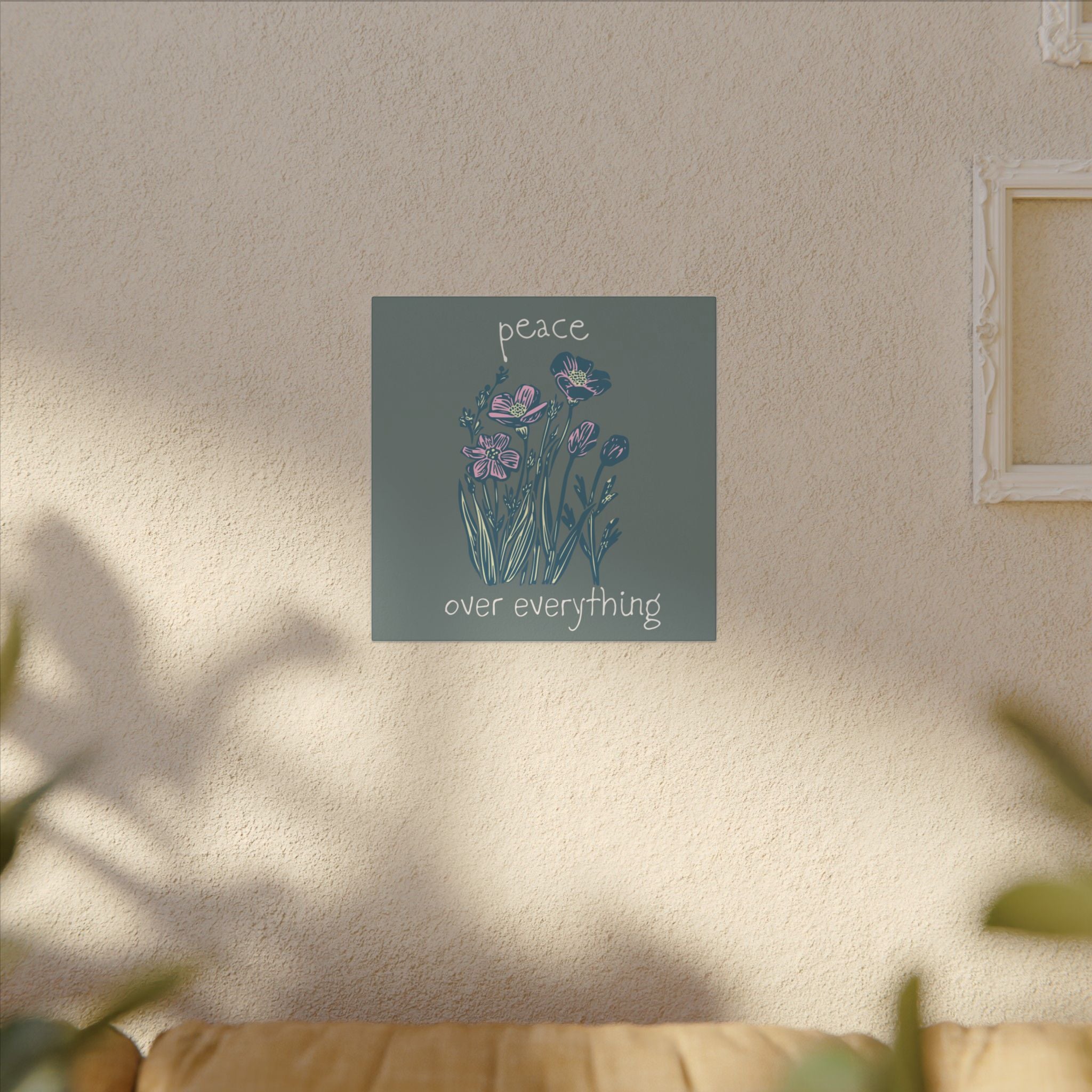 Peace Over Everything Floral Canvas Wall Art