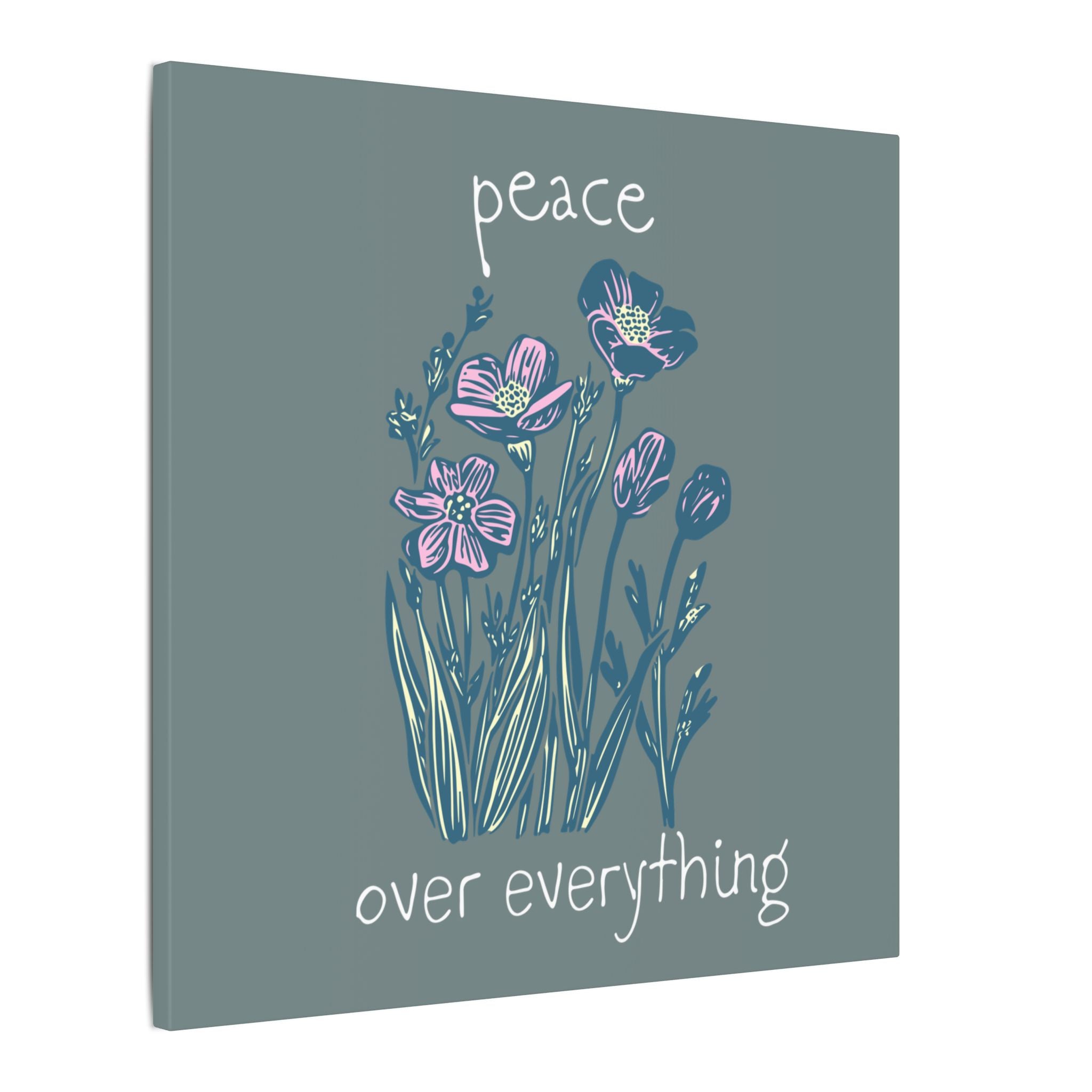 Peace Over Everything Floral Canvas Wall Art