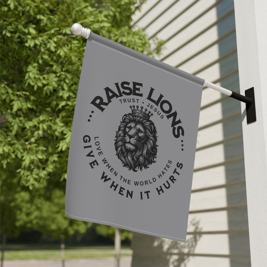 Raise Lions Garden Flag - Christian Lion Banner, 'Trust Jesus' Inspirational Yard Decor