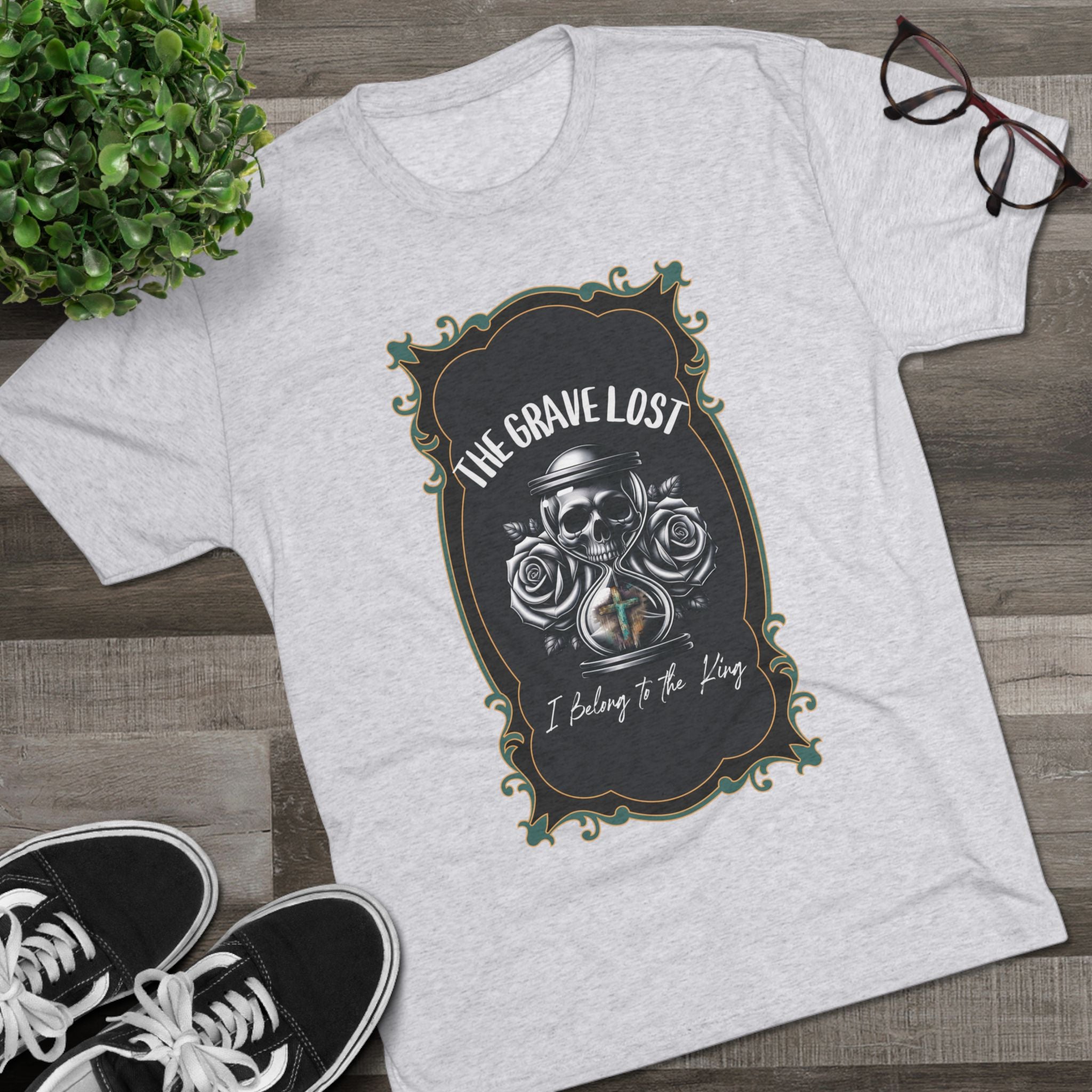 Grave Lost Skull & Roses Tee — "I Belong to the King"  Graphic Shirt
