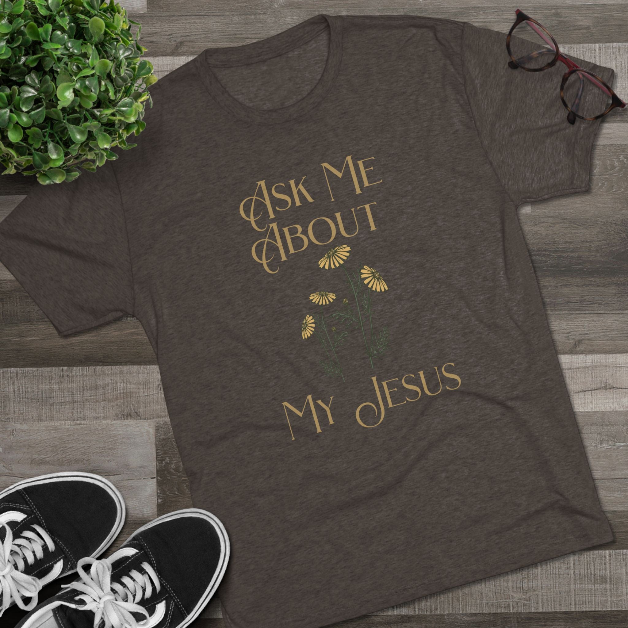 Ask Me About My Jesus T-Shirt — Floral Faith Graphic Tee