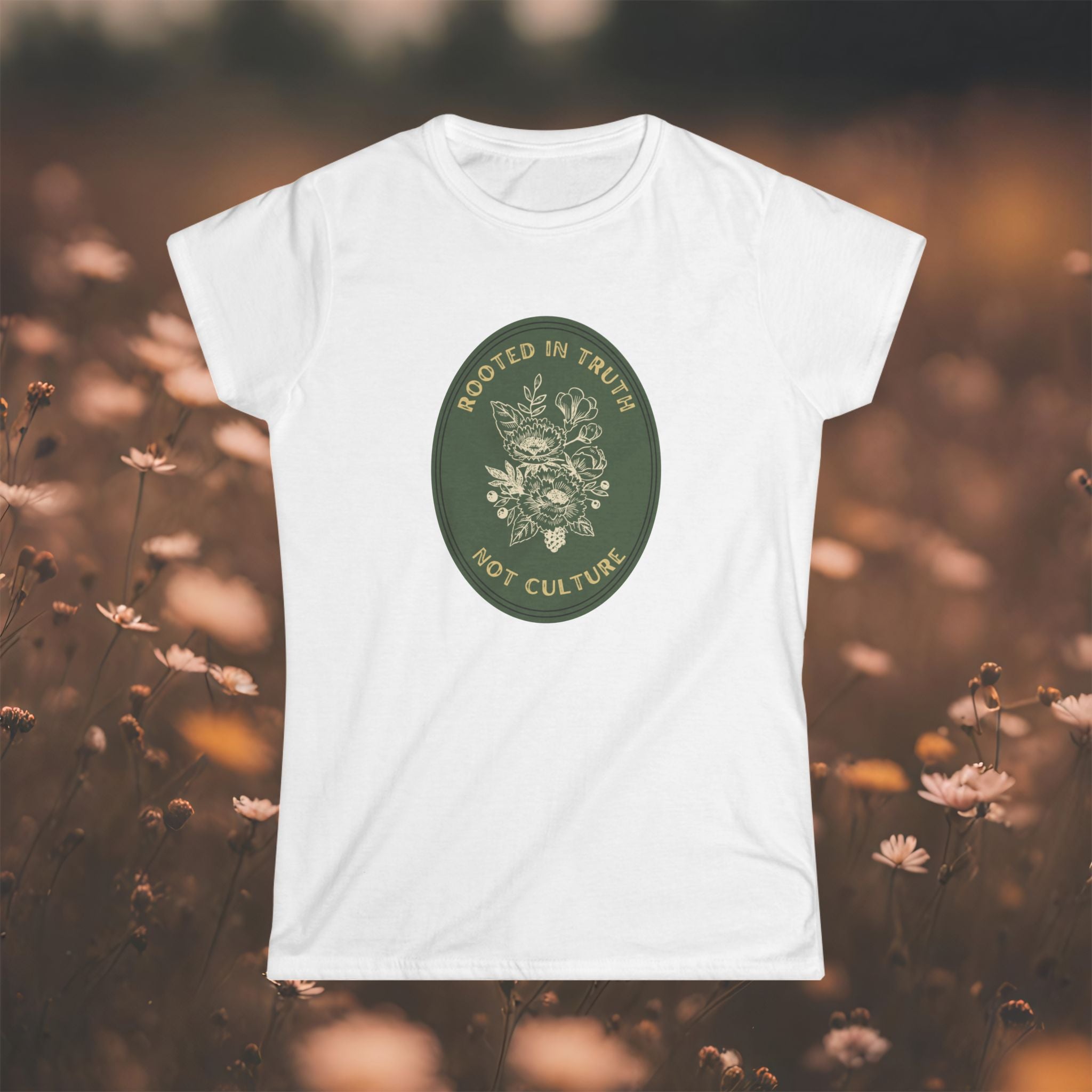 T-Shirt — "Rooted in Truth Not Culture" Floral Graphic Tee