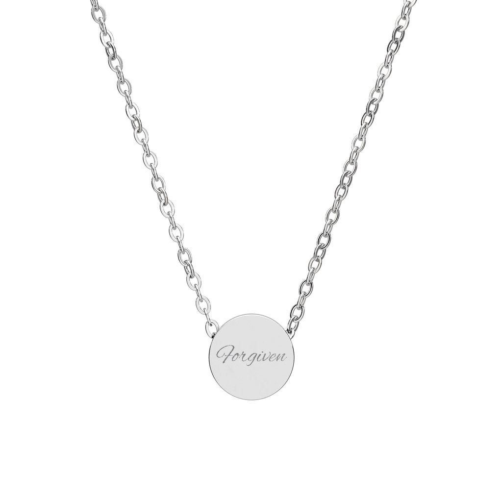 Engraved Circle Necklace —Forgiven
