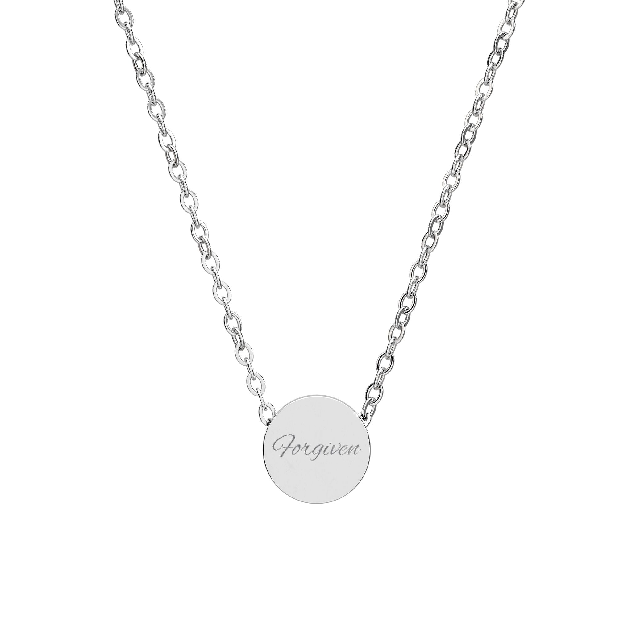 Engraved Circle Necklace —Forgiven