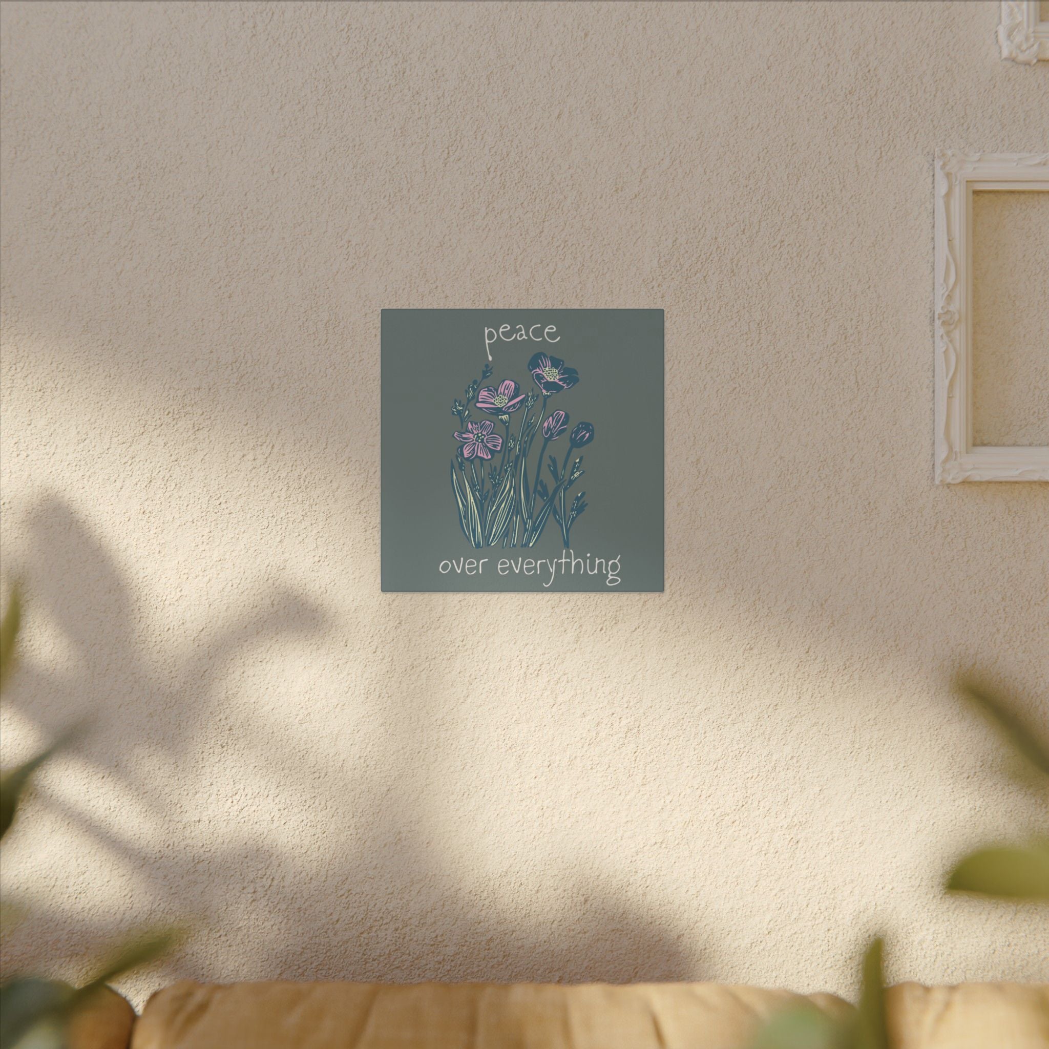 Peace Over Everything Floral Canvas Wall Art