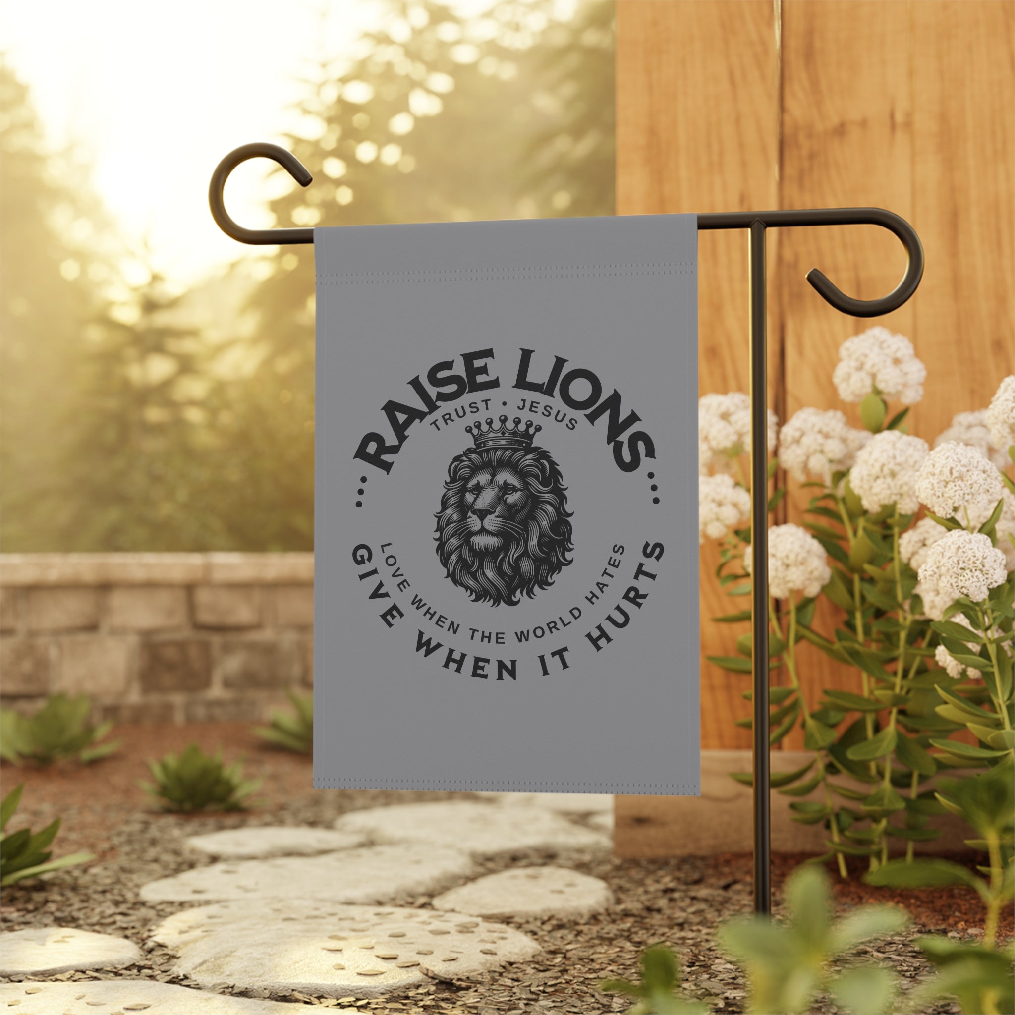 Raise Lions Garden Flag - Christian Lion Banner, 'Trust Jesus' Inspirational Yard Decor
