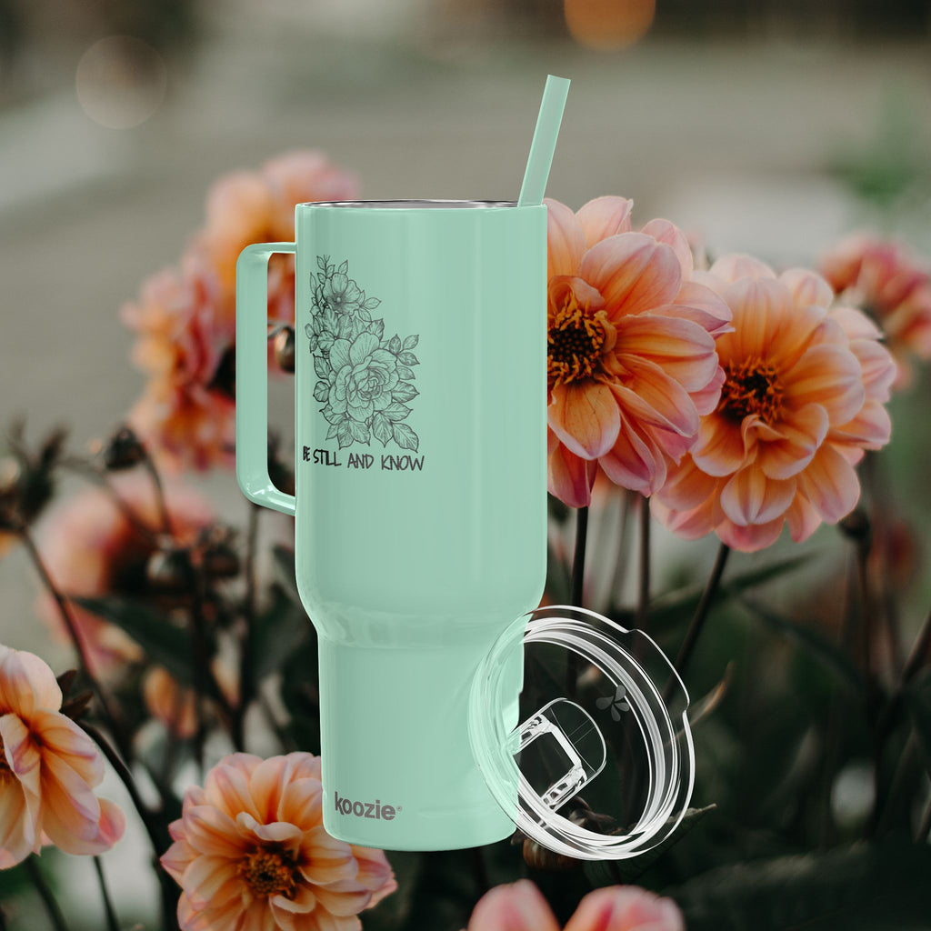 40oz Insulated Tumbler — Floral ‘Be Still and Know’