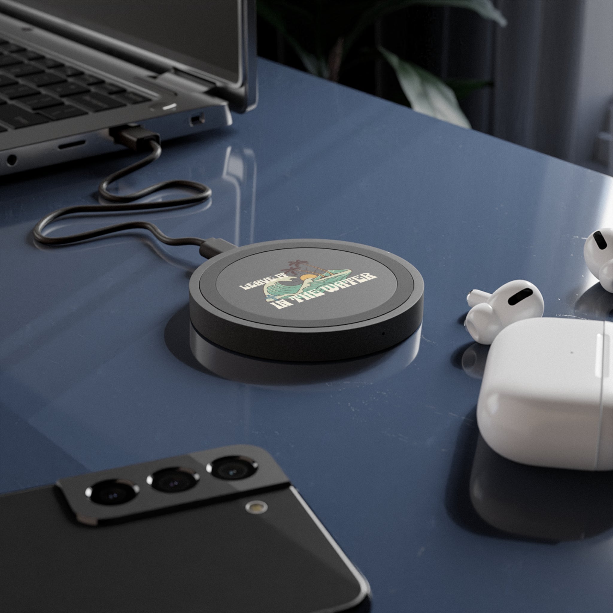 Wireless Charging Pad — "Leave It in the Water" Retro Surf Design