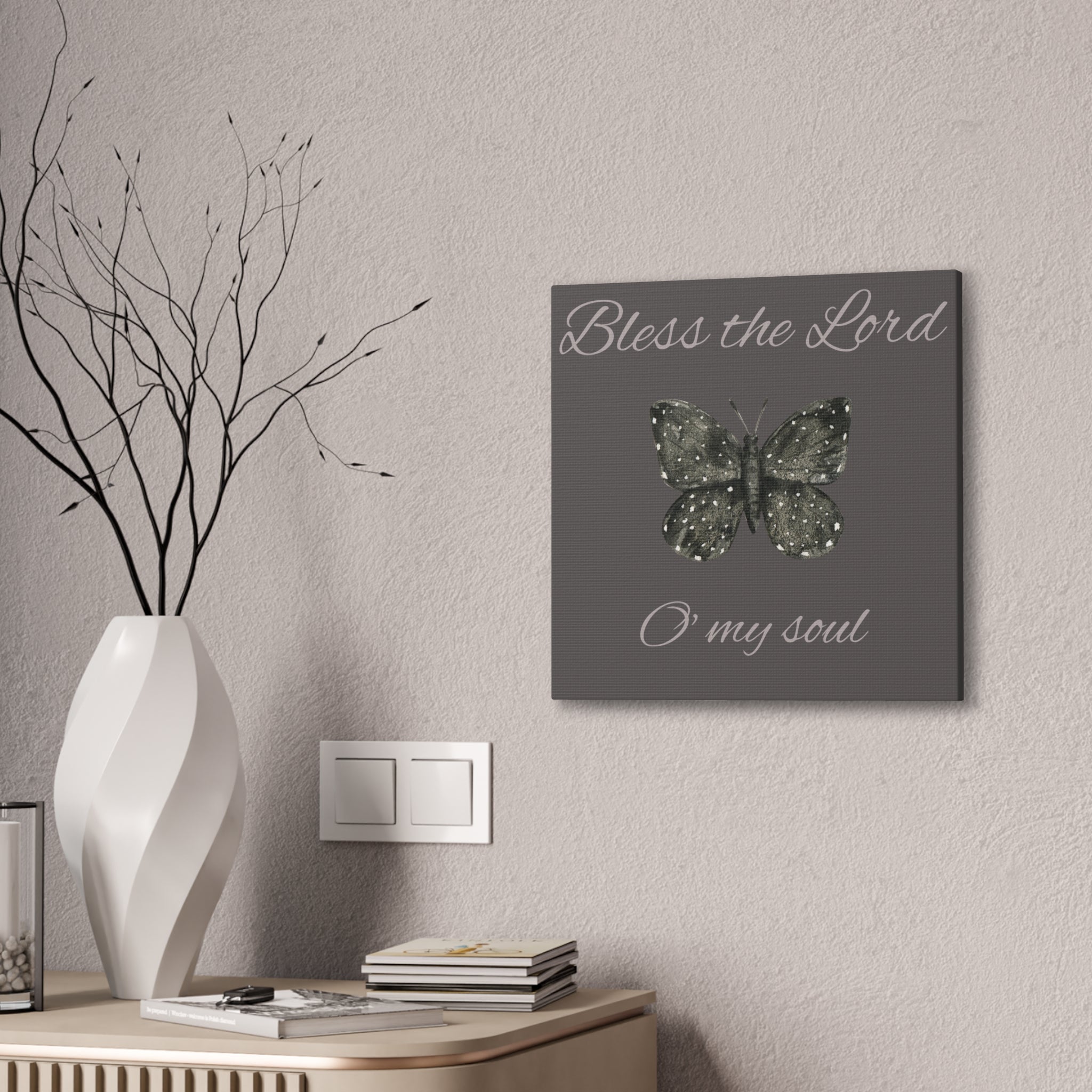 Bless the Lord Butterfly Canvas Wall Art — "Bless the Lord O' my soul" Christian Home Decor