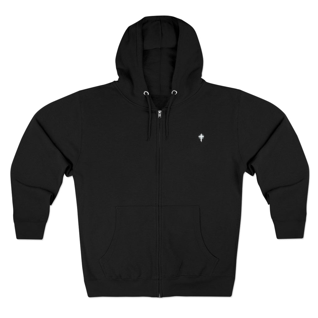 Lion Crown Zip Hoodie — "Saved Not Soft" Back Graphic Christian Streetwear