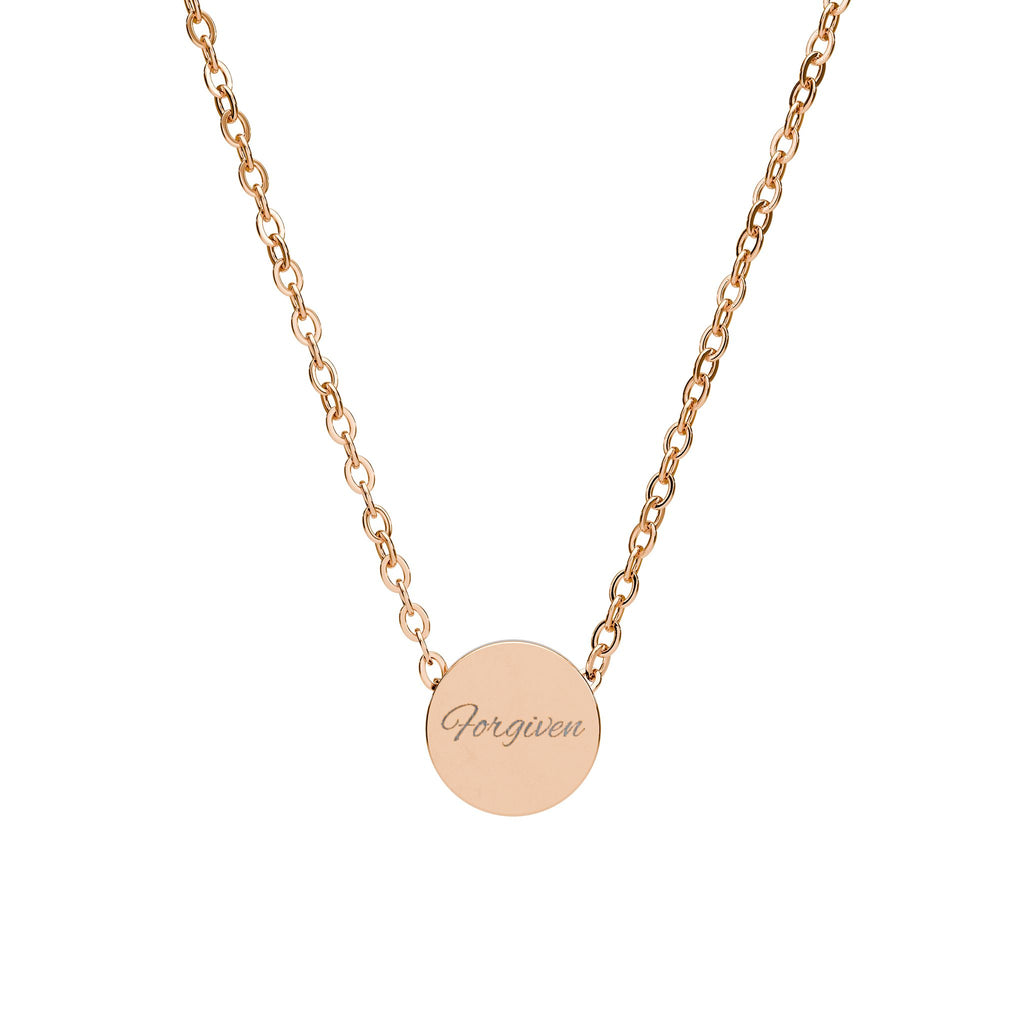 Engraved Circle Necklace —Forgiven
